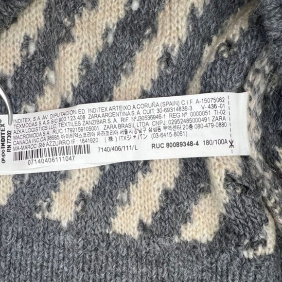 NWT ZARA Openwork Striped Pullover Knit Sweater‎ Open structure spun fabric Sz L - Picture 12 of 13